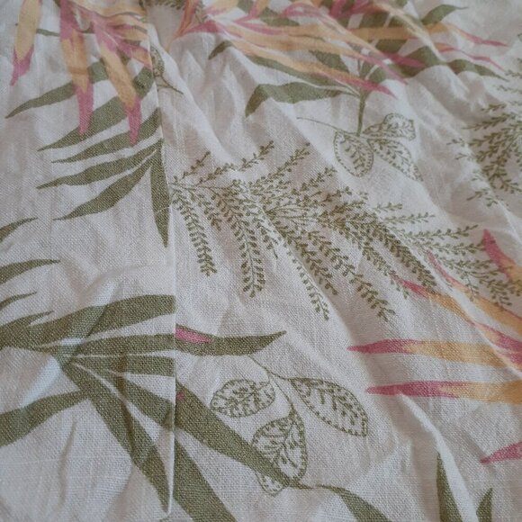 June & Hudson Women's Size L White Tropical Linen Blend Eyelet Off Shoulder Top - Picture 5 of 12